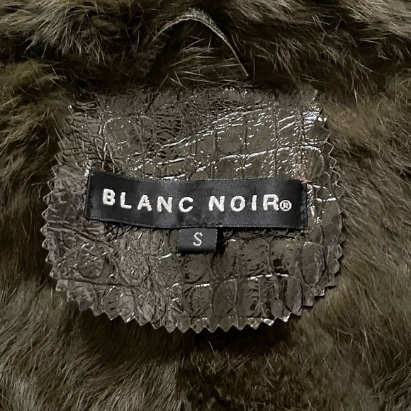 Blanc Noir Dark Green Faux Patent Leather Jacket with Faux Fur Lining - Picture 6 of 9